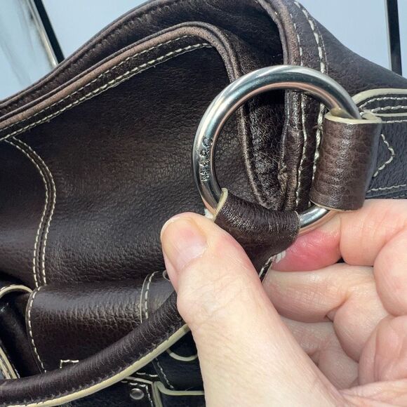 Marc Jacobs Vintage Thick Leather Hobo Bag With Bows And Psychedelic Interior - Picture 15 of 16